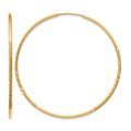 14k 1.2x45mm Satin Diamond-cut Endless Tube Hoop Earrings