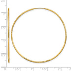 14k 1.2x50mm Satin Diamond-cut Endless Tube Hoop Earrings