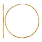 14k 1.2x50mm Satin Diamond-cut Endless Tube Hoop Earrings