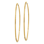 14k 1.2x60mm Satin Diamond-cut Endless Tube Hoop Earrings