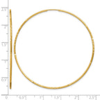 14k 1.2x60mm Satin Diamond-cut Endless Tube Hoop Earrings