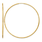 14k 1.2x60mm Satin Diamond-cut Endless Tube Hoop Earrings