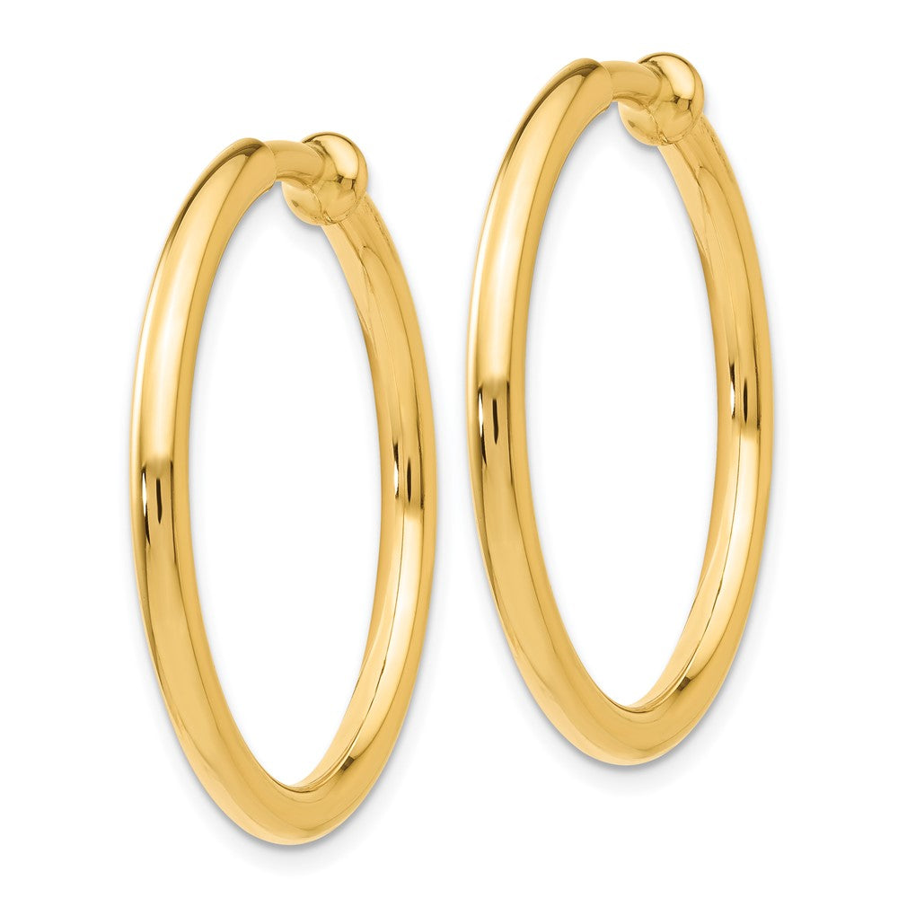 14k 2.5x25mm Polished Tube Hoop Non-pierced Earrings