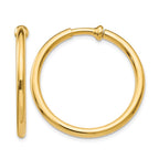 14k 2.5x25mm Polished Tube Hoop Non-pierced Earrings
