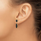 14k Black Onyx Oval Dangle Post Earrings