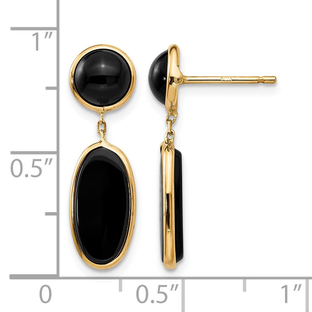 14k Black Onyx Oval Dangle Post Earrings