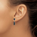 14k White Gold Black Onyx Oval Dangle Post Earrings