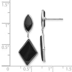 14k White Gold Black Onyx Dangle Post Earrings