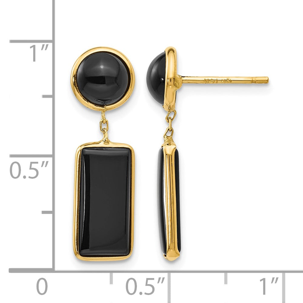 14k Black Onyx Rectangle Dangle Post Earrings