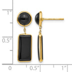 14k Black Onyx Rectangle Dangle Post Earrings