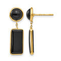 14k Black Onyx Rectangle Dangle Post Earrings