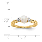 14k 5.5mm White Freshwater Cultured Pearl and Diamond Ring