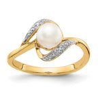 14k 6mm Freshwater Cultured Pearl and Diamond Bypass Ring