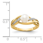 14k 5-6mm White Freshwater Cultured Pearl and Diamond Ring