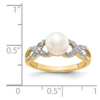 14k 6-7mm Freshwater Cultured Pearl and Diamond -X- Ring