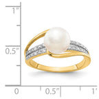 14k 7-8mm White Freshwater Cultured Pearl and Diamond Ring