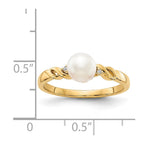 14k 6mm White Freshwater Cultured Pearl and Diamond Twist Ring