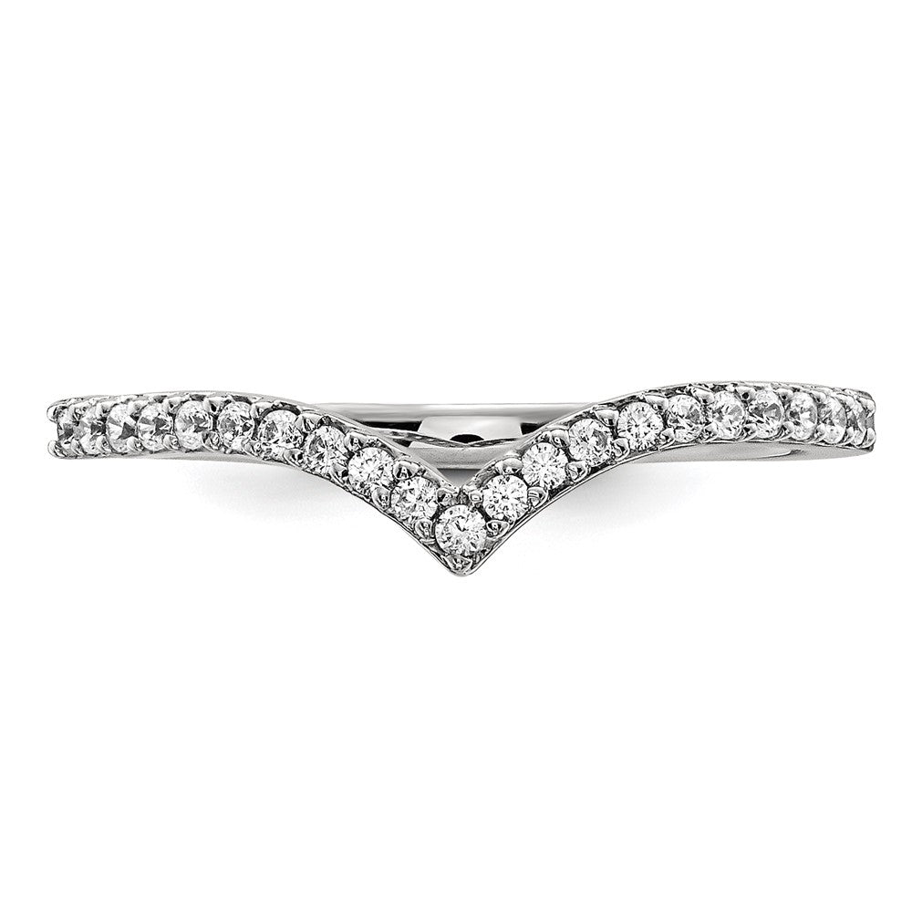 14k White Gold 1.5mm 1/6 carat Diamond V-Shape Band