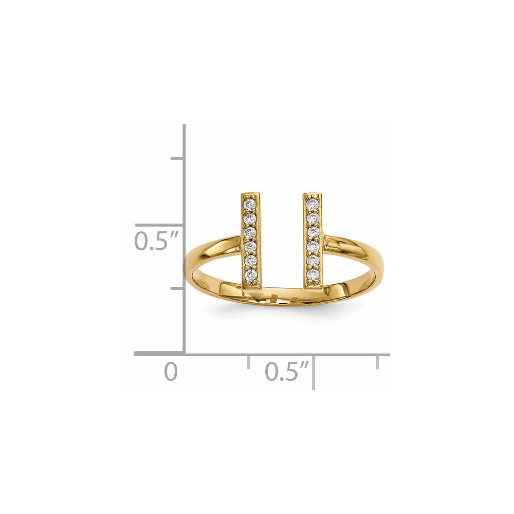 14k 1/10 carat Diamond Double Bar Ring