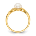14k White Freshwater Cultured Pearl and Diamond Heart Ring