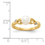 14k White Freshwater Cultured Pearl and Diamond Heart Ring