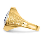 IB Goodman 14k and White Rhodium CZ and Oval Blue CZ Mens Ring