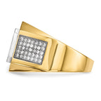 IB Goodman 14k and White Rhodium CZ and Emerald-cut Blue CZ Mens Ring