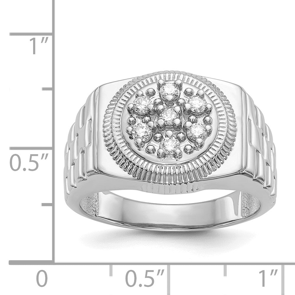 IB Goodman 14k White Gold 1/4 carat AAA Diamond Circular Top Mens Ring