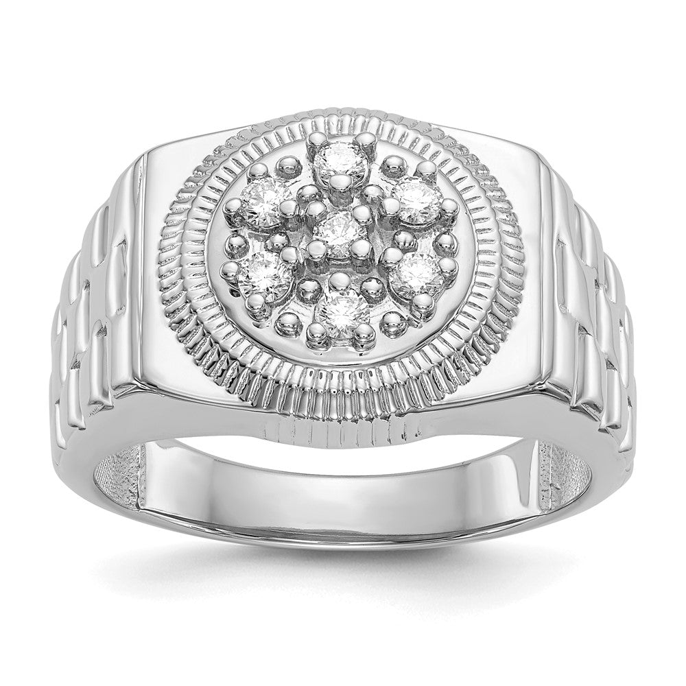 IB Goodman 14k White Gold 1/4 carat AAA Diamond Circular Top Mens Ring