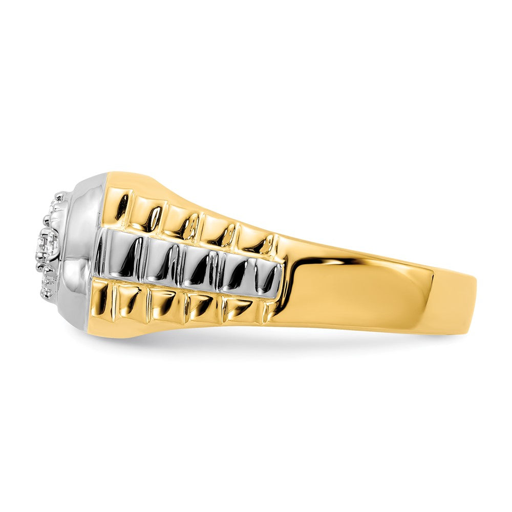 IB Goodman 14k Two-tone 1/5 carat AA Diamond Mens Cluster Ring