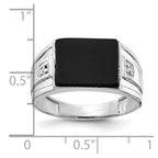 IB Goodman 14k White Gold 10x8mm Rectangle Onyx and A Diamond Mens Ring