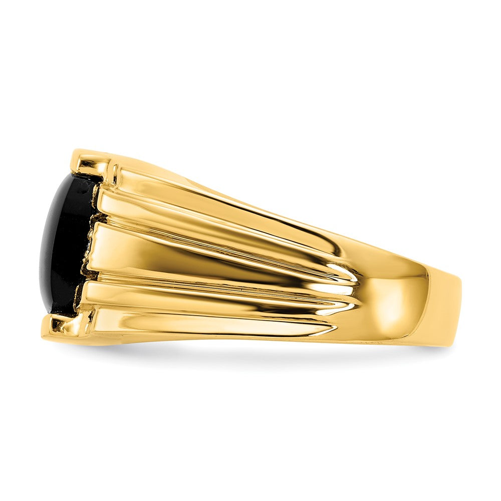 IB Goodman 14k Cushion Onyx and AA Diamond Mens Ring