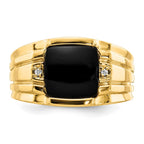 IB Goodman 14k Cushion Onyx and VS Diamond Mens Ring