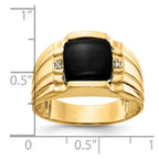 IB Goodman 14k Cushion Onyx and AAA Diamond Mens Ring