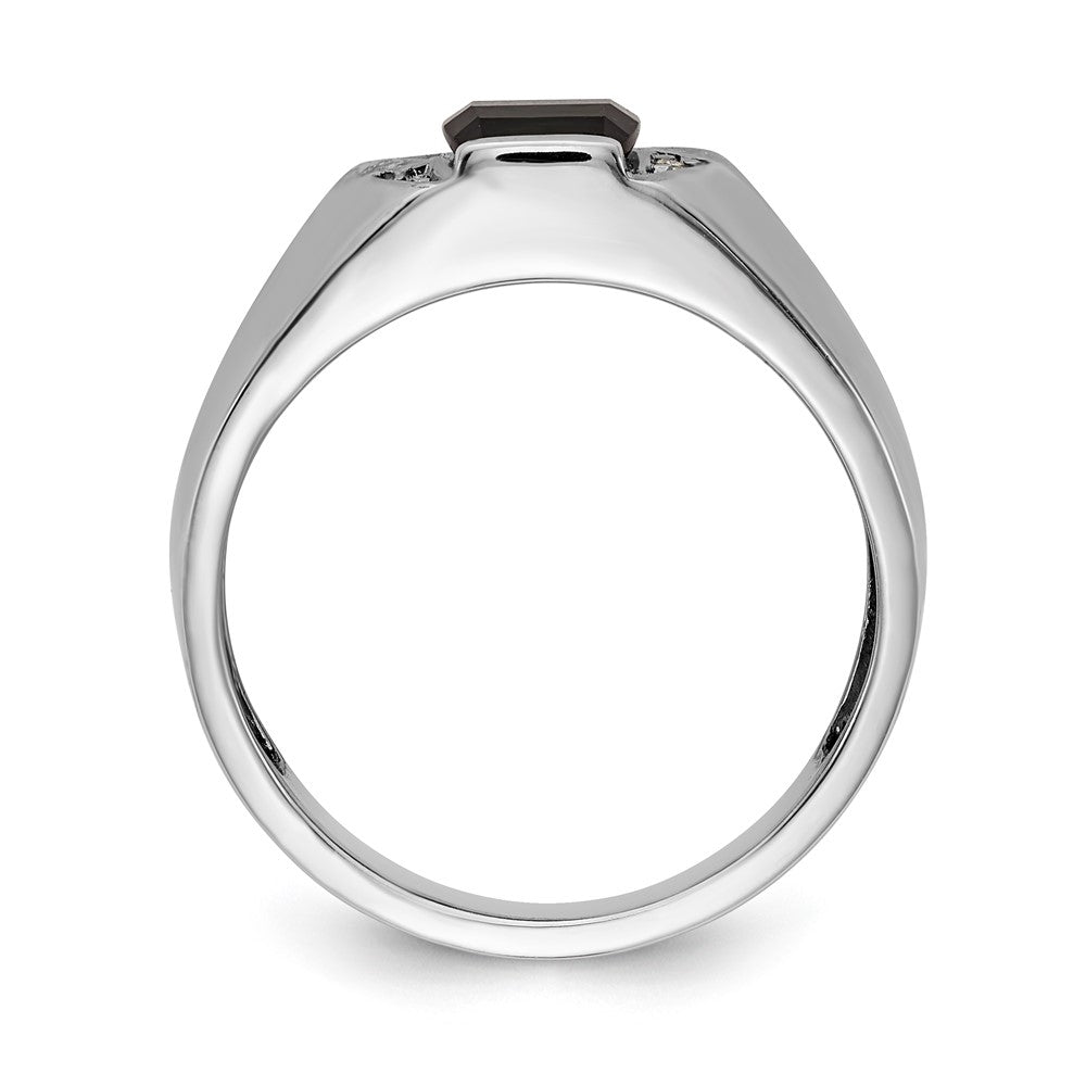 IB Goodman 14k White Gold Onyx and VS Diamond Mens Ring