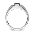 IB Goodman 14k White Gold Onyx and A Diamond Mens Ring