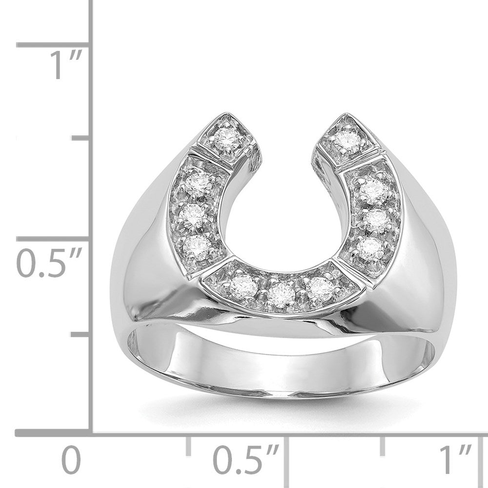 IB Goodman 14k White Gold 1/5 carat A Diamond Mens Horseshoe Ring