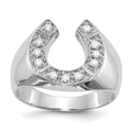 IB Goodman 14k White Gold 1/5 carat AA Diamond Mens Horseshoe Ring
