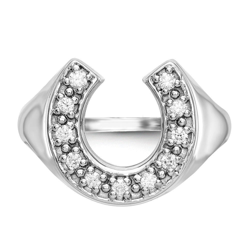 IB Goodman 14k White Gold 1/5 carat VS Diamond Mens Horseshoe Ring