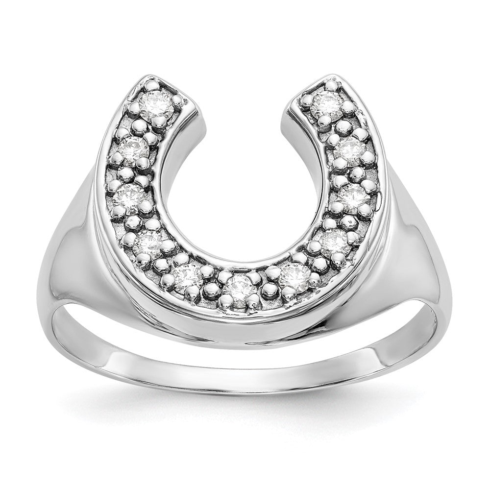 IB Goodman 14k White Gold 1/5 carat AA Diamond Mens Horseshoe Ring