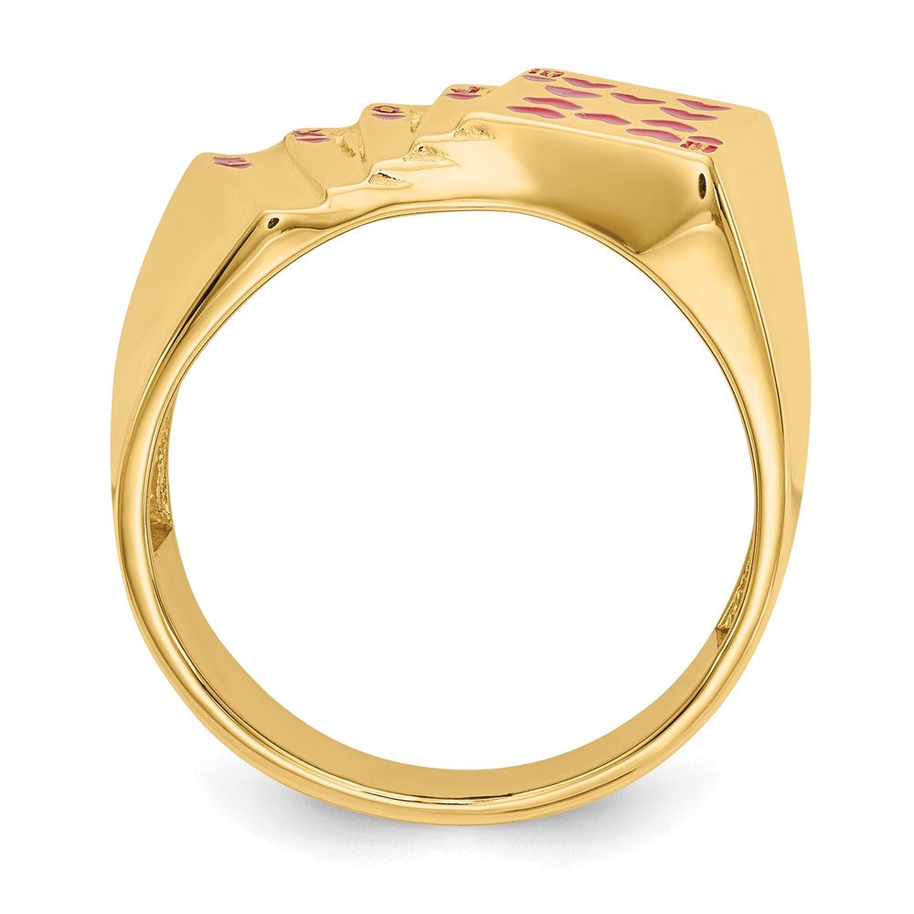 IB Goodman 14k Red Enameled Royal Flush in Hearts Mens Ring
