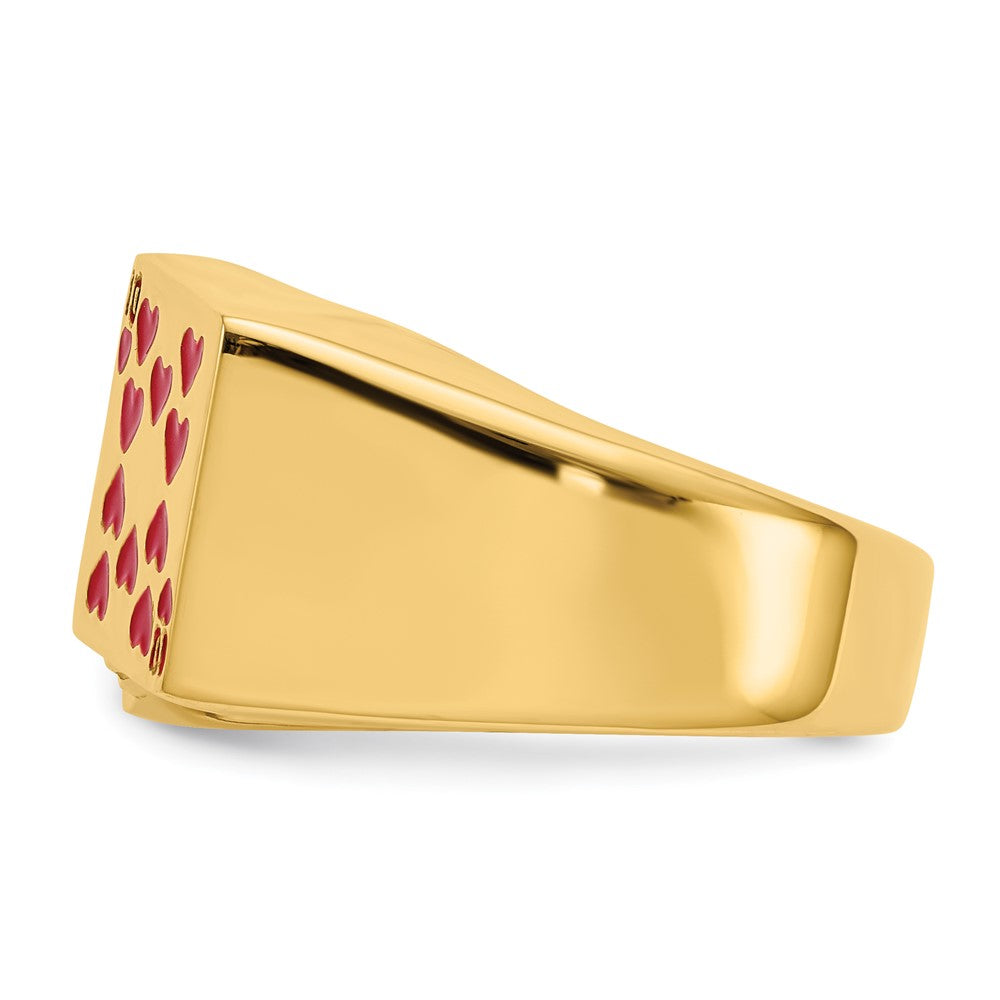 IB Goodman 14k Red Enameled Royal Flush in Hearts Mens Ring