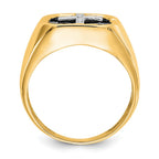 IB Goodman 14k Octagon Onyx and AA Diamond Mens Cross Ring