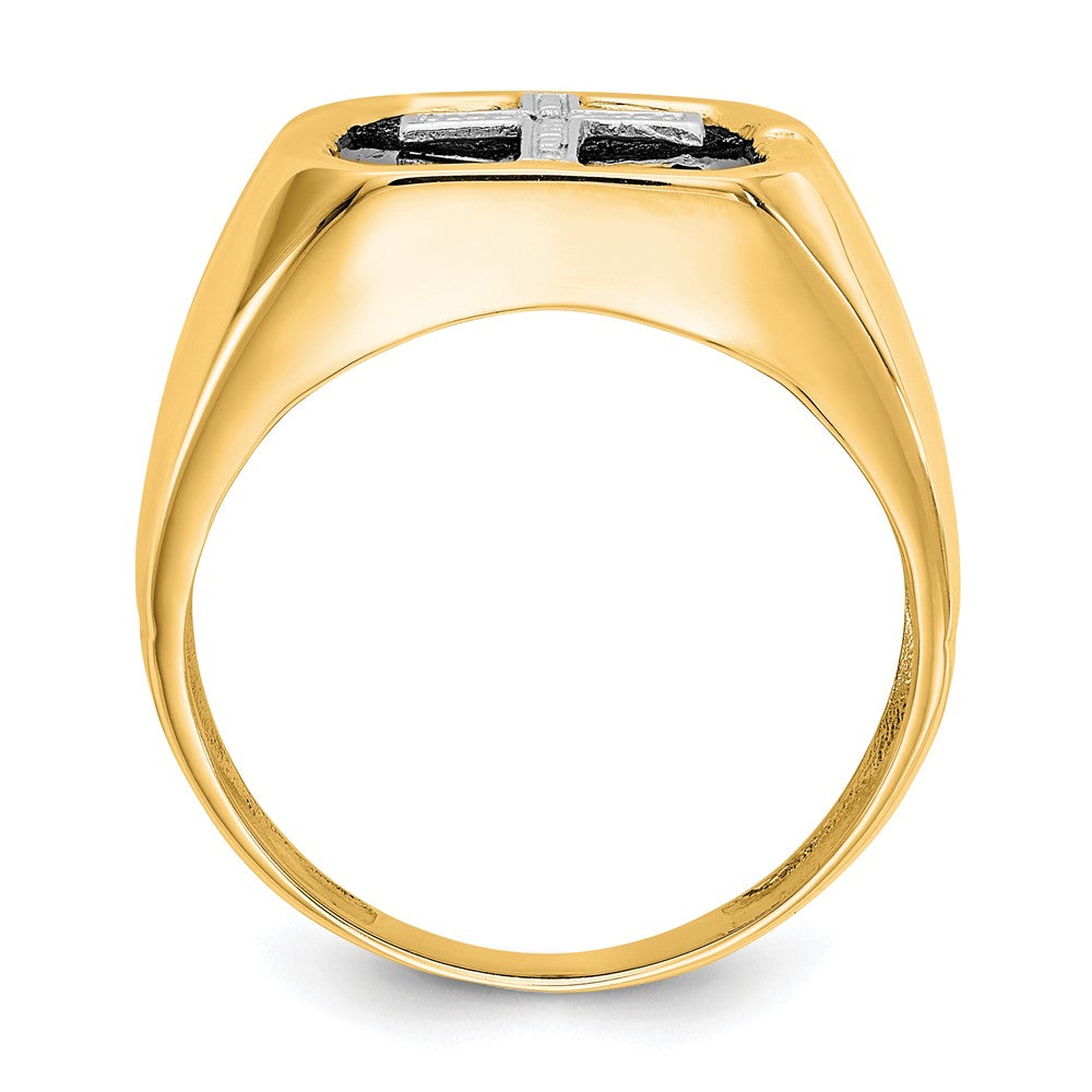 IB Goodman 14k Octagon Onyx and AAA Diamond Mens Cross Ring