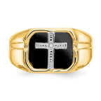 IB Goodman 14k Octagon Onyx and AA Diamond Mens Cross Ring