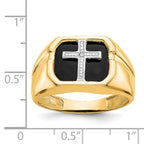 IB Goodman 14k Octagon Onyx and AA Diamond Mens Cross Ring