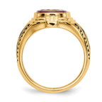 IB Goodman 14k Mens Polished and Textured Black Enamel Lab Created Ruby Masonic Ring