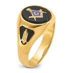 IB Goodman 14k Mens Polished and Textured with Black Enamel and Oval Onyx Masonic Ring