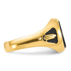 IB Goodman 14k Mens Polished and Textured with Black Enamel and Oval Onyx Masonic Ring