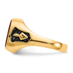 IB Goodman 14k Mens Polished and Textured with Black Enamel and Lab Created Ruby Masonic Ring